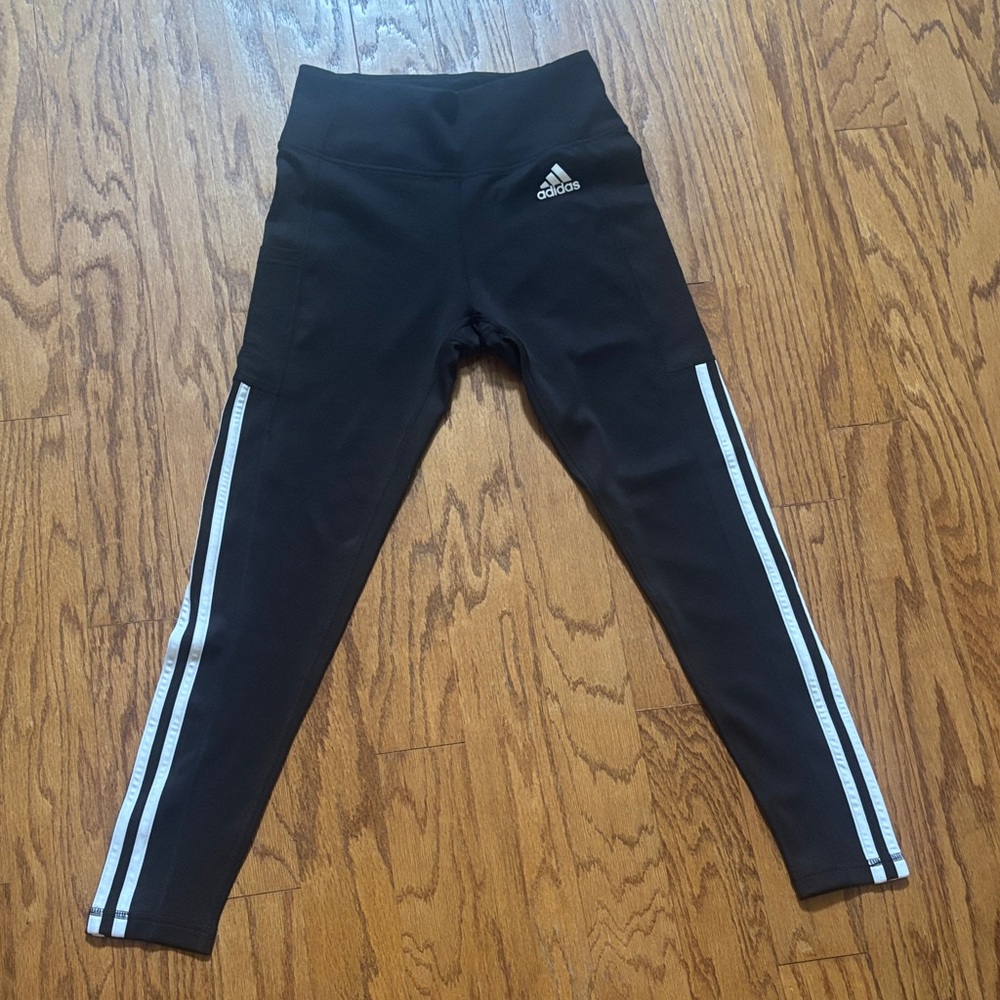 NWOT Adidas Aeroready Black Leggings with White Accents